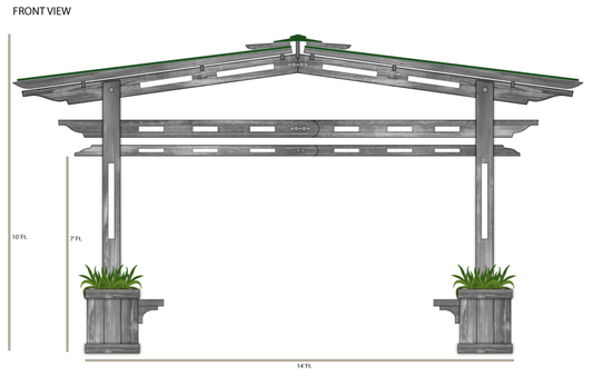 Gazebo with Planters and Privacy Wall